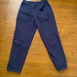 Navy High Waist Trousers